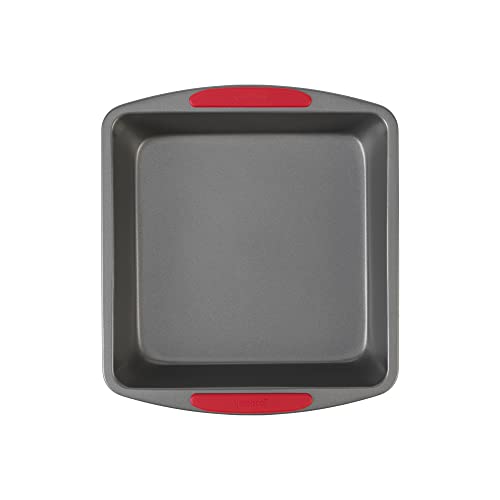 GoodCook MegaGrip Baking Pan with Silicone Grip Handles Square Non-Stick Heavy-Gauge Steel Cake Pan Baking Dish for Brownies Bread Cake Baked Goods & More, Dishwasher Safe, 8x8-Inch,