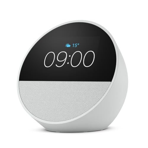 🔥 STARKER PREIS (-37%) Zertifiziert und generalüberholt Amazon Echo Spot (2024), smarter Wecker mit sattem Klang und Alexa, Weiß
