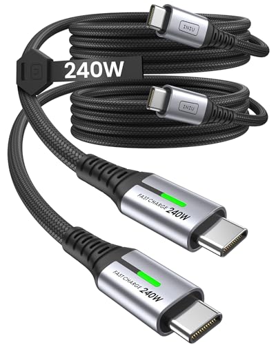 INIU USB C to USB C Cable, 240W Fast Charging [6.6ft, 2-Pack] Type C Charger Cord, Braided USBC Phone Charger Cable for iPhone 17 16 15 Pro Max Samsung S25 S24 Laptops MacBook iPad Air Switch etc.
