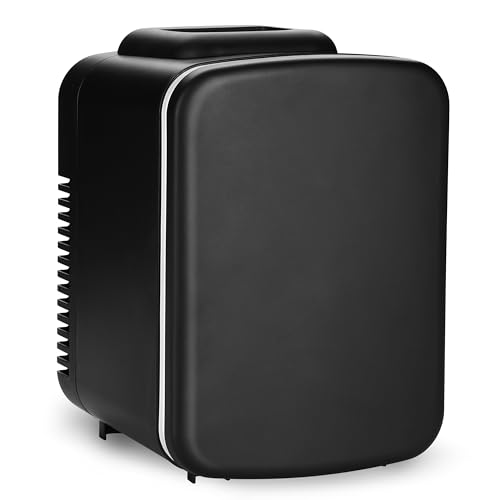 Simple Deluxe Mini Fridge, 4L/6 Can Portable Cooler & Warmer Freon-Free Small Refrigerator Provide Compact Storage for Skincare, Beverage, Food, Cosmetics, 4 L, Black