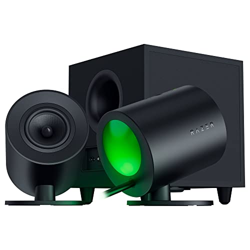 Razer Nommo V2 - Full-Range 2.1 PC Gaming Speakers with Wired Subwoofer: THX Spatial Audio - Rear Projection Chroma RGB - 3” Drivers - Down-Firing Subwoofer 5.5” Driver - Wireless Control Pod