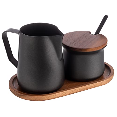 (-43%) APS 634 Milch- und Zucker-Set, 5-tlg. Set, Akazienholz, Edelstahl, schwarz