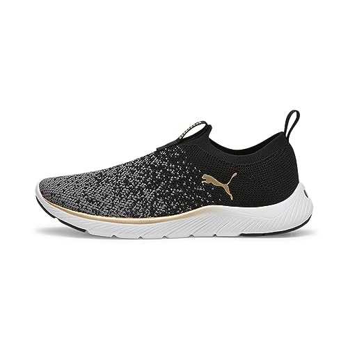 (-40%) PUMA Damen Softride Remi Slip-on Knit Wn's Road Running Shoe, Black Gold Cool Dark Gray, 41 EU