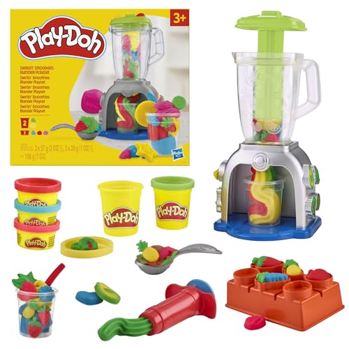 🔥 STARKER PREIS (-46%) Play-Doh Smoothie Mixer, Bastelset mit Küche, 2 x 57g & 3 x 28g Dosen Bunte Knete für Zutaten, kreatives Spielen für Kinder ab 3 Jahren