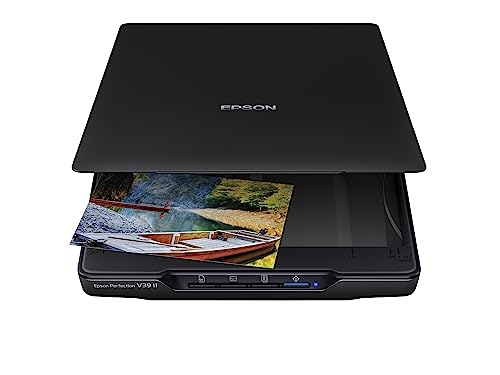 Epson Perfection V39 II Color Photo and Document Flatbed Scanner with 4800 dpi Optical Resolution, Scan to Cloud, USB Power and High-Rise, Removable