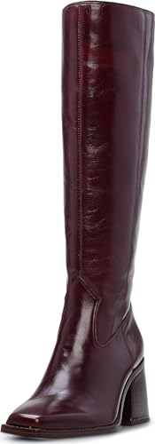Vince Camuto Women's Sangeti Stacked Heel Knee High Boot Fashion, Dark Mahogany, 8