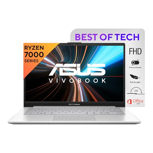 ASUS Vivobook Go 14, AMD Ryzen 3 7320U, 8GB RAM, 512GB SSD, FHD, 14"/35.56cm, Windows 11, MS Office 2021, Silver, 1.38KG, E1404FA-NK321WS, 42WHr, Thin
