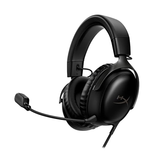 (-43%) HyperX Cloud III – Kabelgebundenes Gaming-Headset, PC, PS5, Xbox Series X|S, abgewinkelte 53mm-Treiber, DTS, Memory-Schaum, Stabiler Rahmen, ultraklares 10mm-Mikrofon, USB-C, USB-A, 3,5mm, Schwarz