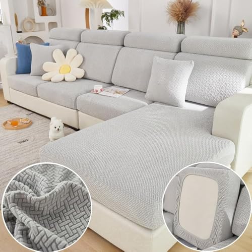 Disayu Magic Sofa Covers Couch Covers 2024 New Couch Cushion Covers Universal Sofa Covers Washable Stretch Slipcovers for Sectional Sofa (Texture Light Gray,Back Cover M)