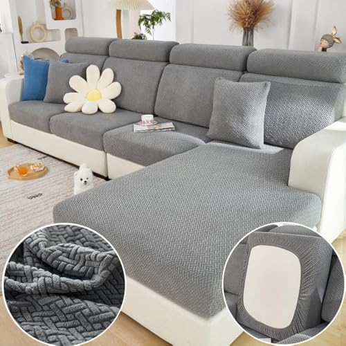 Disayu Magic Sofa Covers Couch Covers 2024 New Couch Cushion Covers Universal Sofa Covers Washable Stretch Slipcovers for Sectional Sofa (Texture Gray,Large Single Seat Cover)