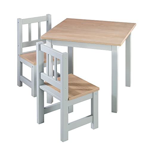 (-45%) roba Kindersitzgruppe 'Woody' - 2 Kinderstühle & 1 Tisch - Sitzgarnitur/Sitzmöbel für Kinder in Holzdekor & Taupe