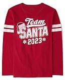 The Children's Place Unisex-Adult Long & Short Sleeve Fall and Holiday Graphic T-shirt Christmas Santa 2023 Large