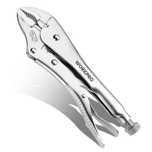 WORKPRO Locking Pliers, 10-inch Curved Jaw Vice Grips pliers, Chromium-Vanadium Steel Locking Pliers with Wire Cutter, Locking Adjustable Vise Grips for Clamping Twisting Welding