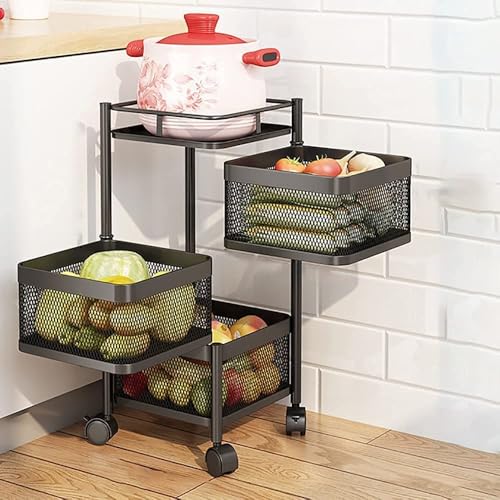 Rasvesh Multi-Purpose Trolley Storage Organizer and Kitchen Accessories Items for Kitchen Storage Rack Square Design Fruits & Vegetable Onion Cutler (