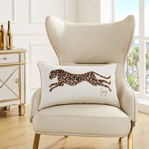 Juicy Couture – Decorative Accent Pillow Velvet Safari Leopard Premium Reversible Throw Pillow Living Room and Bedroom Décor Measures 14" x 24" Cheetah on White