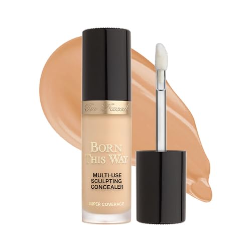 Too Faced Born This Way Super Coverage Multi-Use Concealer | Full Coverage, Non-Comedogenic, Oil Free + Long Lasting Concealer | Hyaluronic Acid + Coconut Water, 0.45 Fl Oz, Natural Beige