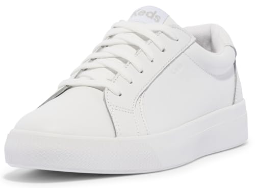 Keds Womens Pursuit Lace Up Sneaker, White Leather, 8 US