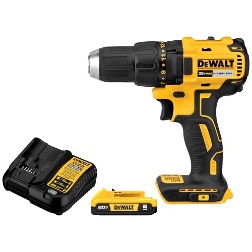 �️DEWALT 20V MAX Cordless Drill Driver Set, Electric Drill, Brushless 1/2 In 2 Speed, 2.0 Ah Battery and Charger Include