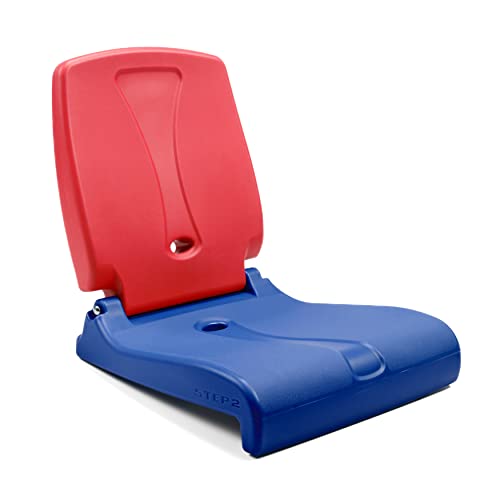 Step2 Folding Flip Seat, Lightweight Portable Outdoor Chair for Poolside, Camping, Beach, Boats, Tailgates, Durable Ground Chair with Back Support for Adults, Red & Blue
