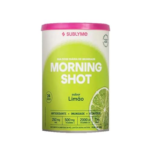 Suplemento em Pó Sublyme Morning Shot, Sabor Limão, 144g | Com Vitamina C, Vitamina D, Própolis e Cúrcuma, Ação Antioxidante