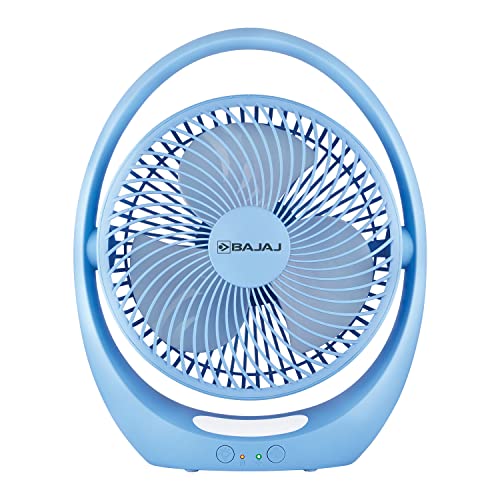 Bajaj Pygmy Go 178MM Mini Fan with LED Lighting | Rechargeable | USB Charging | 4-hours Battery Backup | 3 Speed | 2-Light Brightness Setting | High S