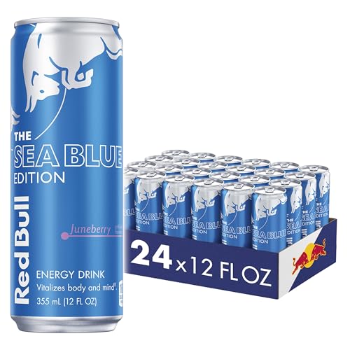 Red Bull Sea Blue Edition Energy Drink, Juneberry, with 114mg Caffeine plus Taurine & B Vitamins, 12 Fl Oz, Pack of 24 Cans