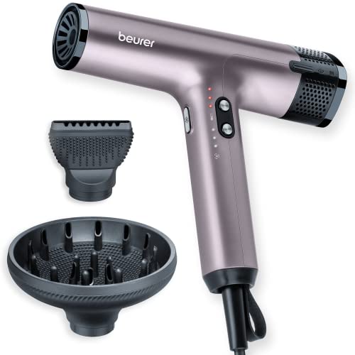 Beurer HC 100 Excellence Haartrockner, Föhn mit kraftvollem Digitalmotor, trocknet bis zu 20% schneller, leichtes Gewicht, besonders leise, Ionenfunkt