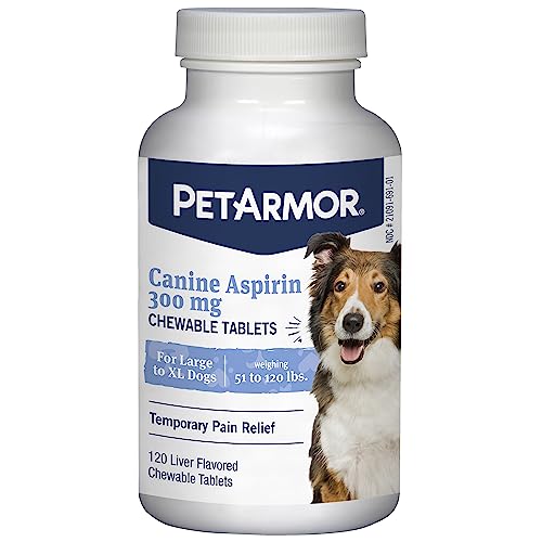 PetArmor Aspirin for Large Dogs, Fast Acting Anti-Inflammatory and Pain Relief For Dogs, Vet-Quality Joint Support and Pain Meds for Dogs, 120 Liver Flavored Tablets