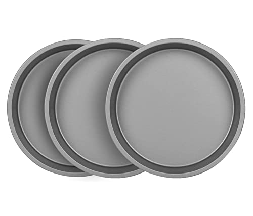OvenStuff HG368-AZ Nonstick Bakeware 9" Round Cake Pan, Set of 3, Grey