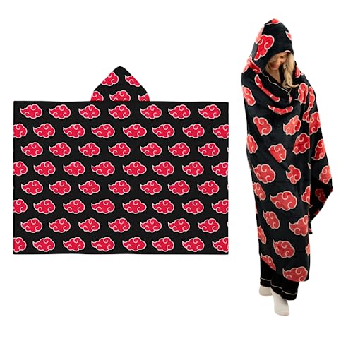 Franco Naruto Anime Akatsuki Cloud Bedding Super Soft and Cozy Wearable Hooded Throw Blanket, 70 in x 50 in (Official Licensed Product) Collectibles