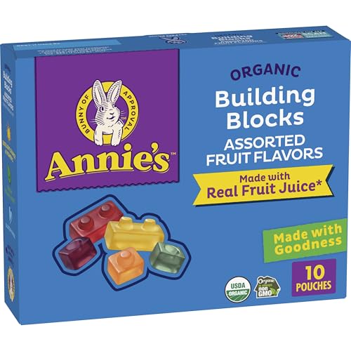 Annie's Organic Building Blocks Fruit Flavored Snacks, Assorted Fruit Flavors, Gluten Free, 10 Pouches, 7 oz