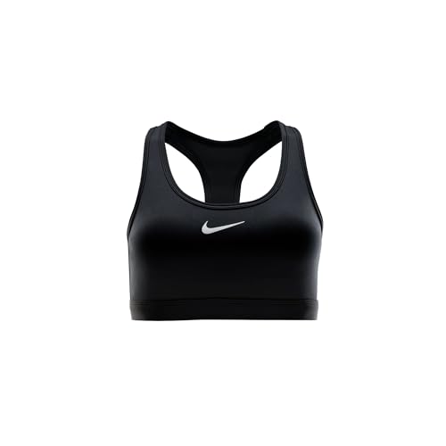 Nike Women's Swoosh Medium Support Padded Sports Bra, Black/White, Small