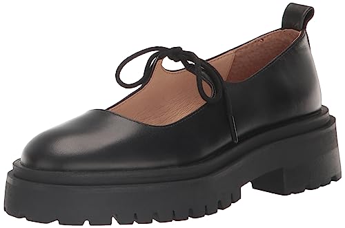 Steve Madden Women's Landon Mary Jane Flat, Black Leather, 8