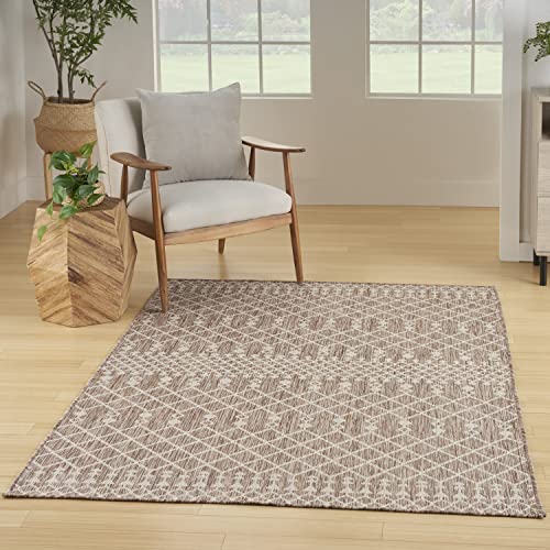 Nourison Home Positano Indoor/Outdoor Beige 4' x 6' Area Rug, Easy Cleaning, Non Shedding, Bed Room, Living Room, Dining Room, Deck, Backyard, Patio (4x6)
