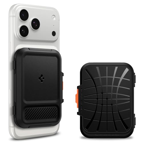 Spigen for MagSafe Wallet, Holds 5-6 Cards Lock Fit (MagFit) Compatible with iPhone 17/16/15/14/13/12 Pixel 10 Series MagSafe-Cases Pixelsnap Heavy Duty Hardshell Magnetic Card Holder - Black