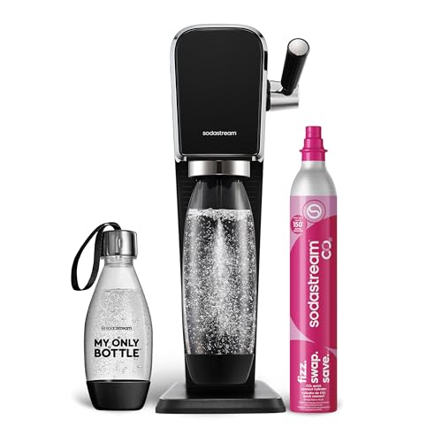 SodaStream - ART Sparkling Water Maker | STARTER KIT | CQC CO2 system | Includes 1x CO2 Cylinder, 1x32 & 1x16 Fl Oz Dishwasher Safe Bottles, 1x Bubly Flavor Drop | Combine with Pepsi Flavors | Black