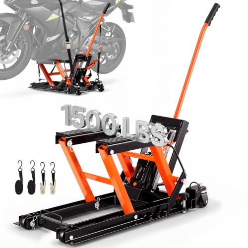 (-23%) VEVOR Hydraulischer Motorradheber 700 kg Belastbar Motorrad Heber Motorradhebebühne Montagebock Motorrad, Einstellbare 120-385 mm Montagebock Motorradlift, Motoständer in Garage & Außenbereichen