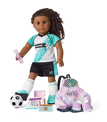 American Girl Truly Me 18-inch Doll 67 & School Day to Soccer Play Playset with Supplies, Uniform, and Ball, For Ages 6+