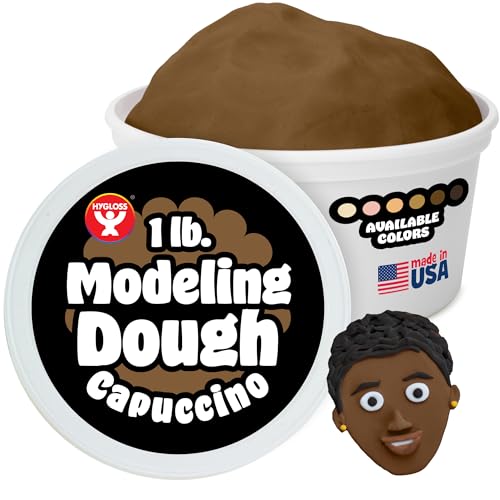 Hygloss Play Modeling Dough for Kids – Multicultural Skin Tones – Safe & Non-Toxic Sensory Dough for Arts & Crafts – Play Clay for Toddler Activities, Preschool Classroom Must-Haves (1 lb, Cappuccino)