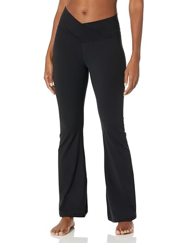 CRZ YOGA Butterluxe Crossover Flare Leggings for Women 31" - High Waist V Cross Bootcut Bell Bottoms Tummy Control Yoga Pants Black Medium