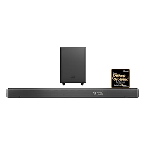 Hisense AX3120G 3.1.2 Soundbar mit kabellosem Subwoofer, 360W, Dolby Digital Plus, Dolby Atmos, Bluetooth, HDMI eARC/Optical/AUX/USB, Schwarz (2024)