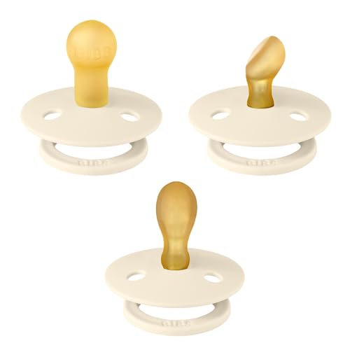 BIBS Pacifiers 0-6 Months | 3-Pack Soothers | BPA-Free Symmetrical Nipple | Made in Denmark | Ivory Try-It Collection (Ivory)