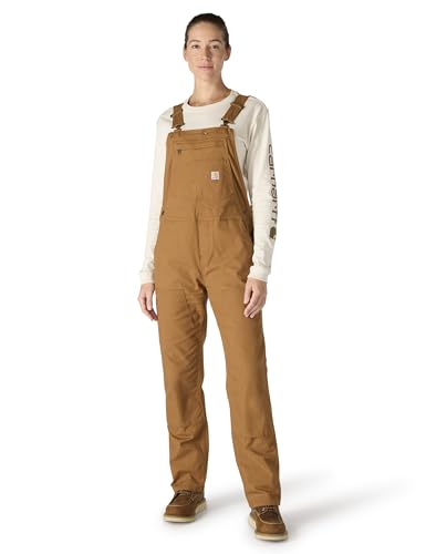 Carhartt Women's Rugged Flex® Loose Fit Canvas Bib Overall, Carhartt Brown, Medium