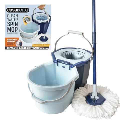 Casabella Clean Water Microfiber Spin Mop with 2-Bucket System
