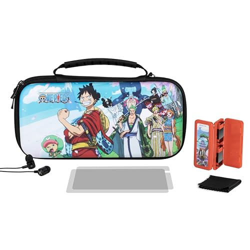 Konix One Piece Pack d'accessoires gaming Starter Kit Nintendo Switch, Switch Lite et Switch OLED - Housse - Boîtier - Écran de protection - Écouteurs [Nintendo Switch]