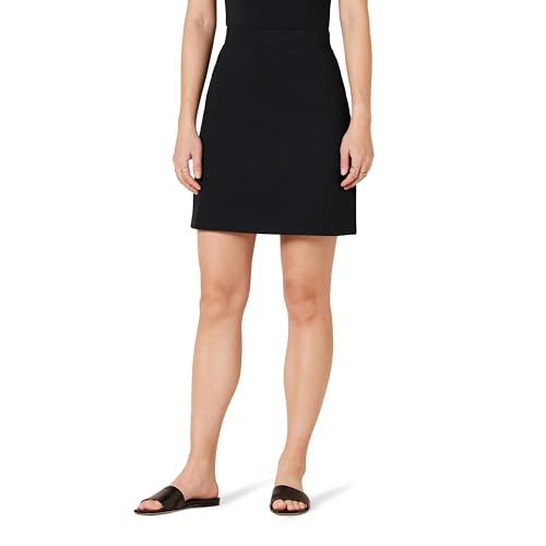 Amazon Essentials Women's Ponte Pull-On Mini Length A-Line Skirt, Black, X-Large
