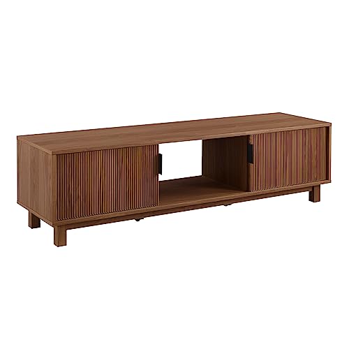 Walker Edison Arundo Fluted TV Stand for TVs up to 65 Inches, 58" TV Stand, Mocha