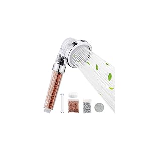 Ibergrif Alcachofa de Ducha de Alta Presión con Filtro Iónico, Cabezal de Ducha Antical con 3 Modos de Chorro, Ahorro de Agua, Mango de Ducha Portátil y Desmontable para Baño-M22025