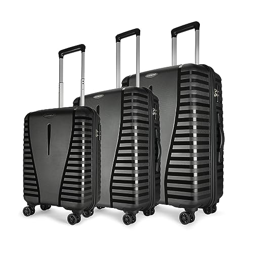 Airpro Set of 3 (Cabin+Medium+Large) Trolley Bags, Jet Black