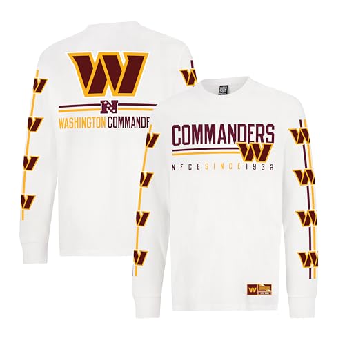 Ultra Game NFL Official Adults Super Soft Supreme Long Sleeve T-Shirt - Unisex, Washington Commanders, White, X-Large